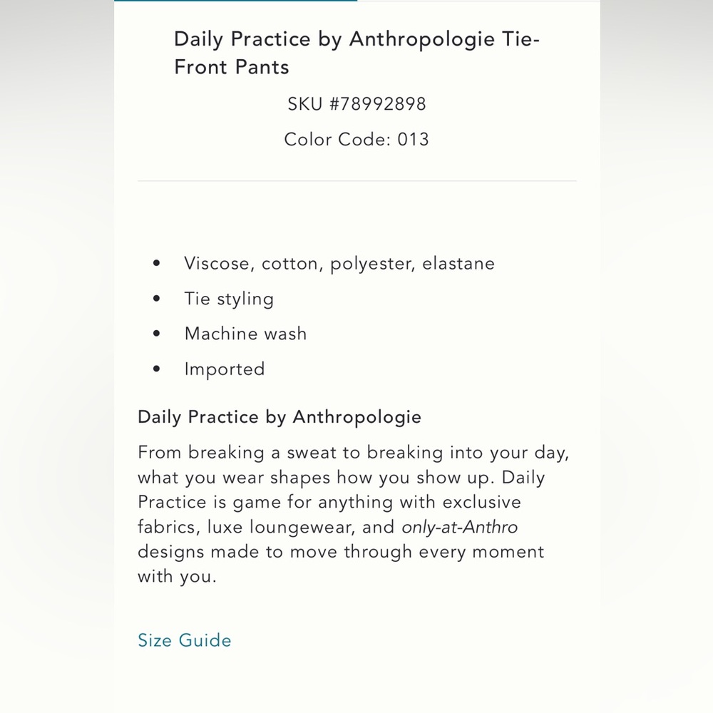 Anthropologie Daily Practice Tie Front Pant - Picture 9 of 10